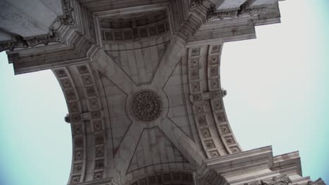 tilt up towards ceiling of an arch in lisbon, portugal