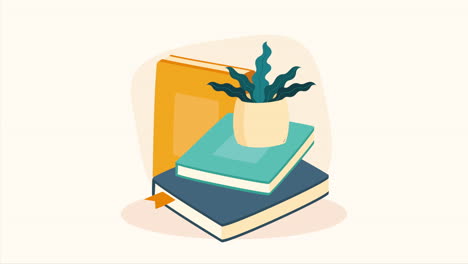 libros y una planta