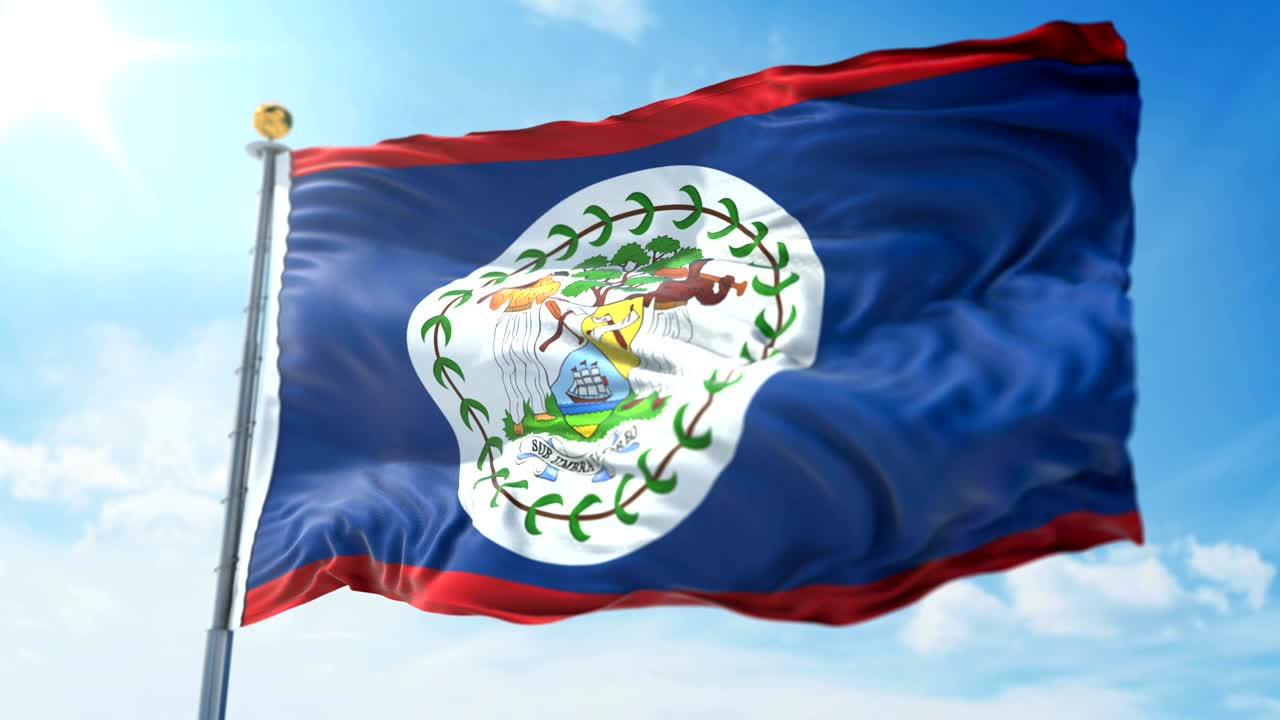 bandera de belice bucle sin costuras vídeo de renderización 3d. hermoso bucle de tela textil agitando