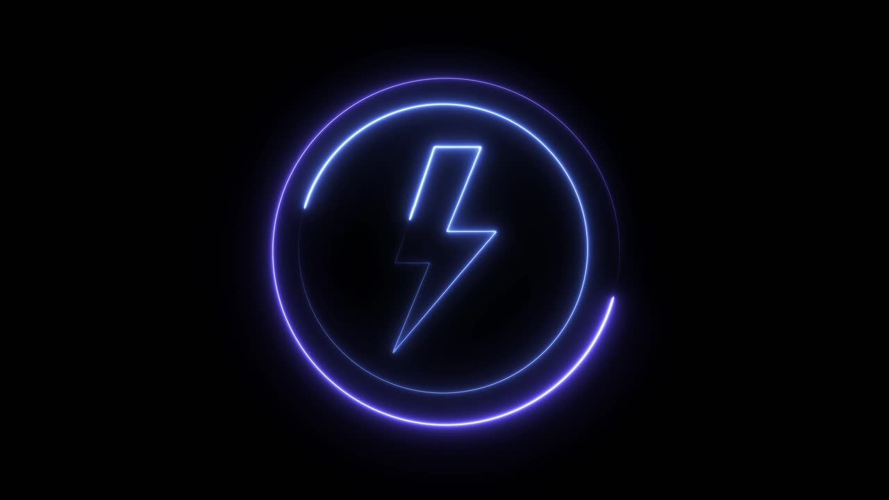 Neon lightning icon