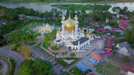 beautiful mosque in kuala kangsar, malaysia during golden hours