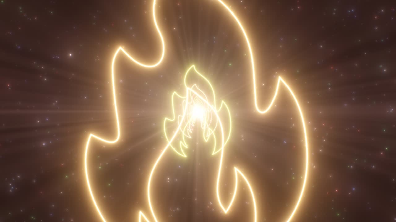 뜨거운 불 불꽃 모양 윤 반이는 네온 빛 터널 포털 - 4k 원활한 vj 루프 모션 배경 애니메이션