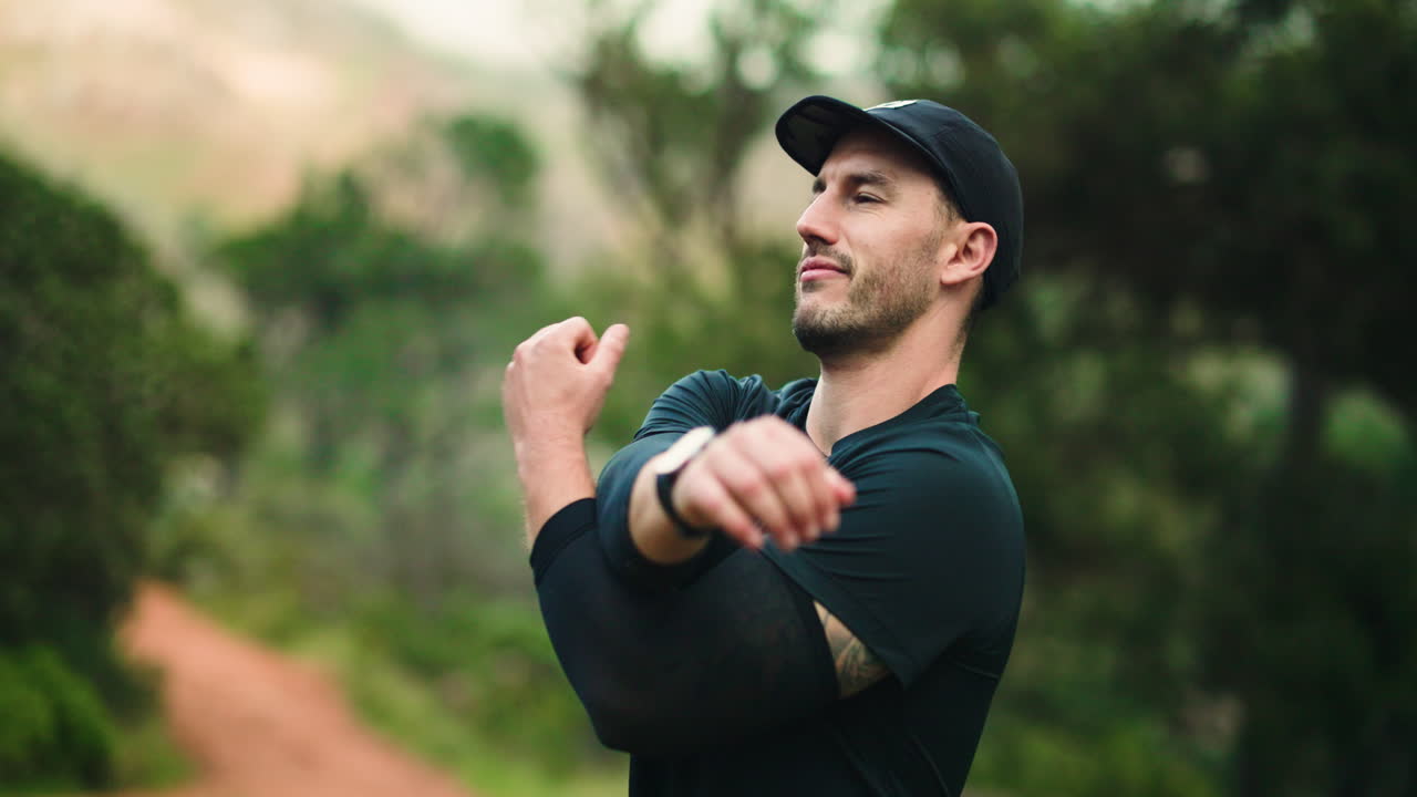 Man exercising outdoors in nature