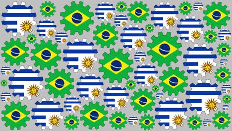 las banderas brasileñas y uruguayanas girando en el fondo