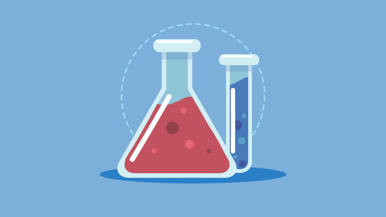 laboratory test flask and tube equipment animated
