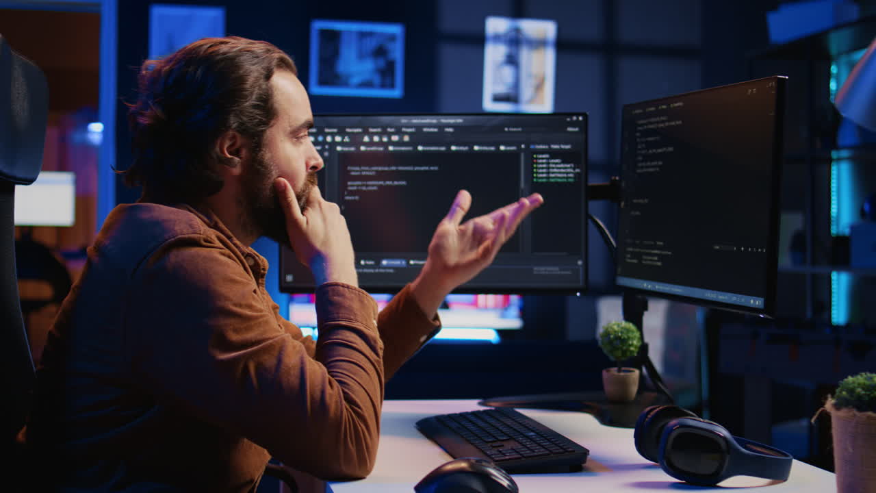 desarrollador molesto exasperado después de no eliminar todos los errores mientras codifica