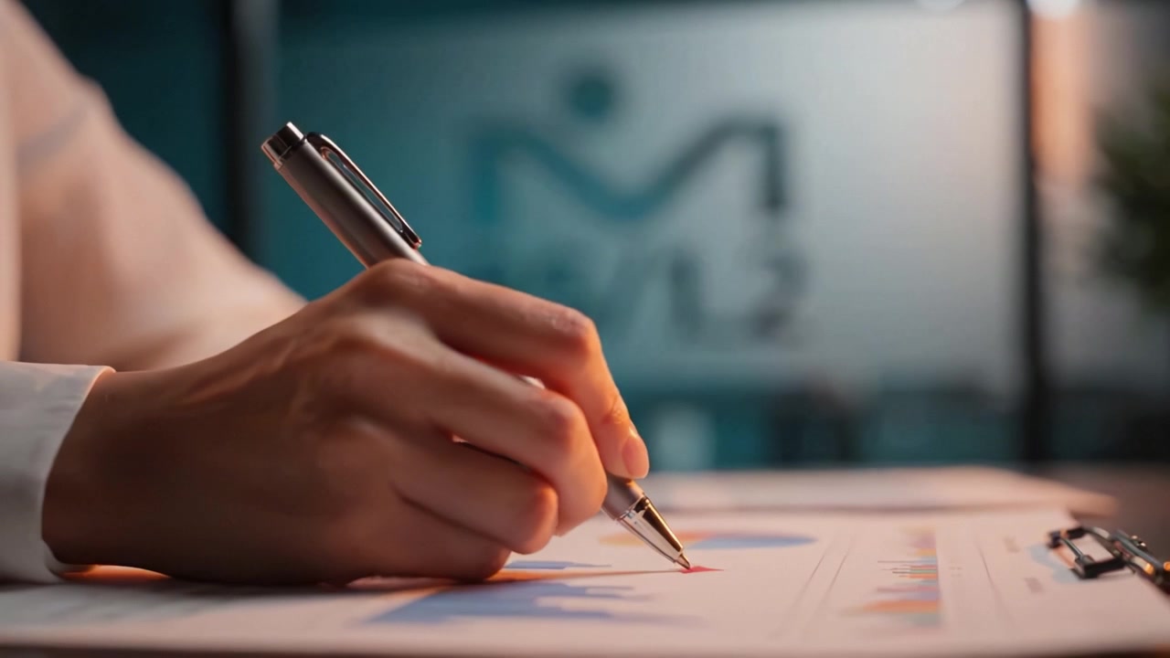 Analyzing Data Trends: A Professional Engages with Graphs and Reports in a Modern Workspace, Focusing on Insights and Strategic Decision Making for Growth