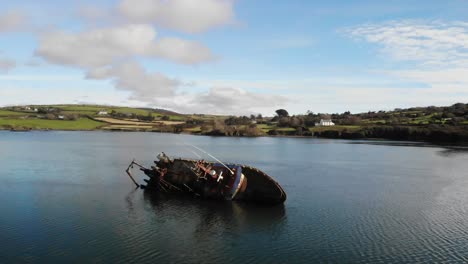 Half-sunken-Shipwreck.-Abandoned-Ship-Aerial