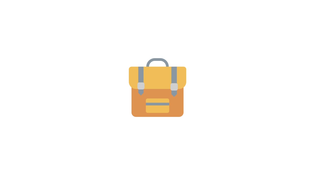 Animated Backpack Icon Bouncing on a White Background