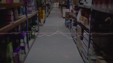 animación del procesamiento de datos en un almacén vacío