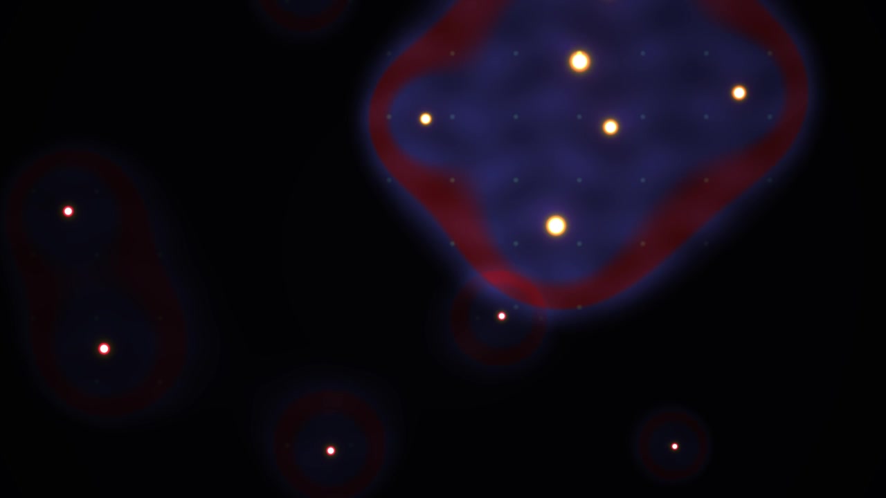 Abstract Microscopic Organisms Dividing and Interacting
