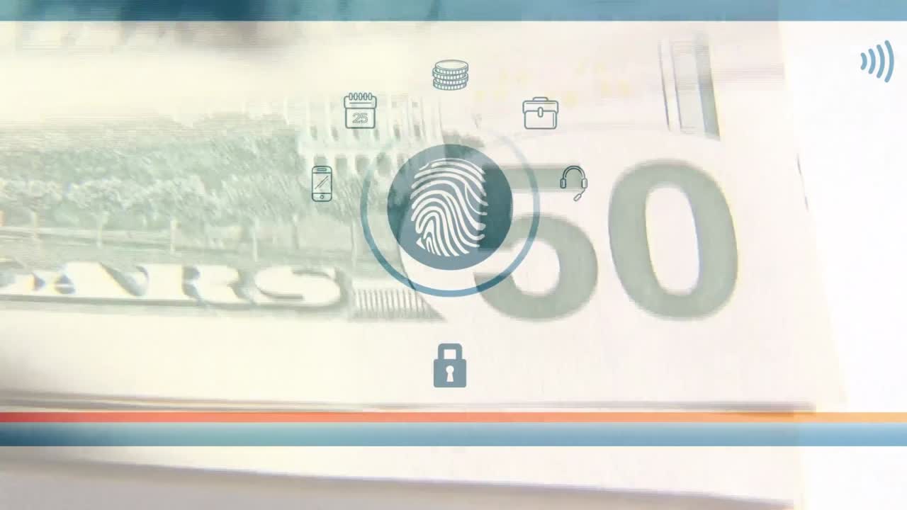 animación de billetes de dólares estadounidenses e iconos de pago en línea