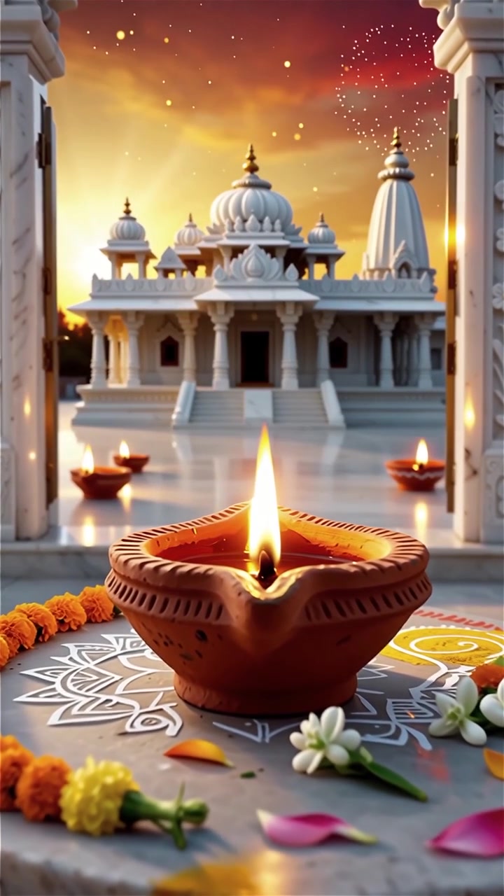 Sfondo del Festival Diwali con lanterne e decorazioni tradizionali Diyas.