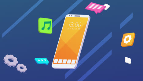 smartphone with various app icons