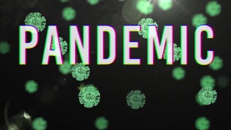 Pandemic text against Covid-19 cells moving in background