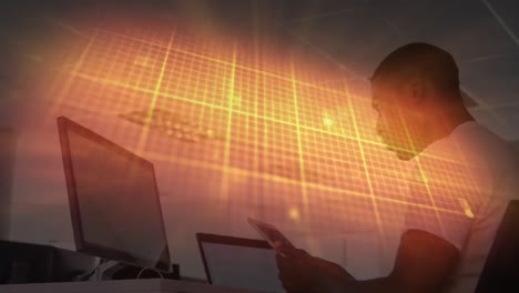 animación de la línea de vida sobre los hombres usando computadora