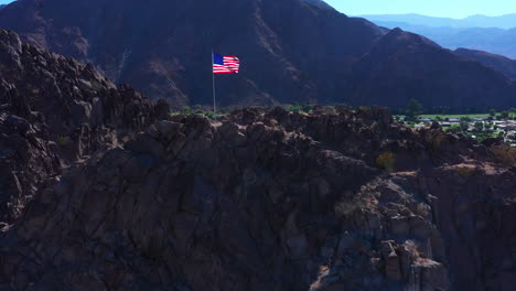 American-patriotism-flag-standing-tall-waving-at-Indio-California