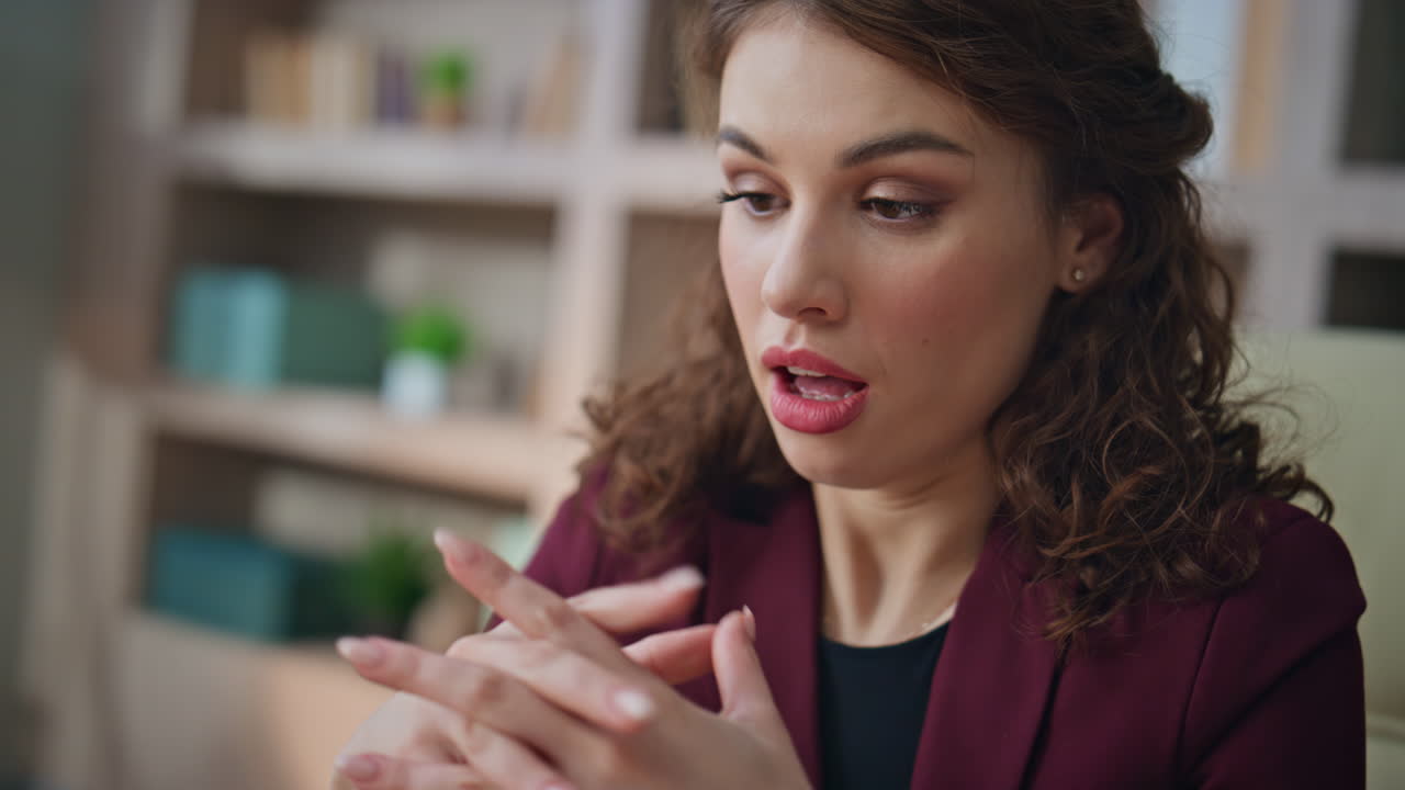 Office worker finishing day at buro. Closeup hands typing closing computer lid