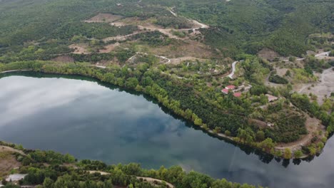 Aerial-drone-shot-of-Haliacmon-river-in-northern-Greece-Macedonia