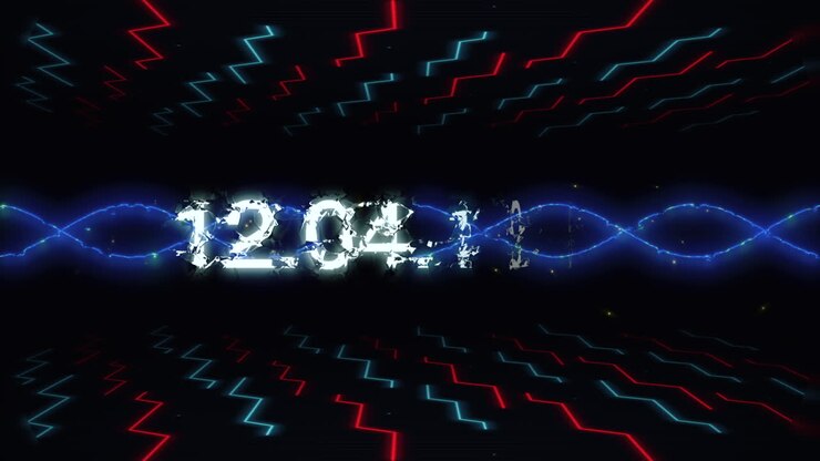 12.04.1961 with neon waves and motherboard elements