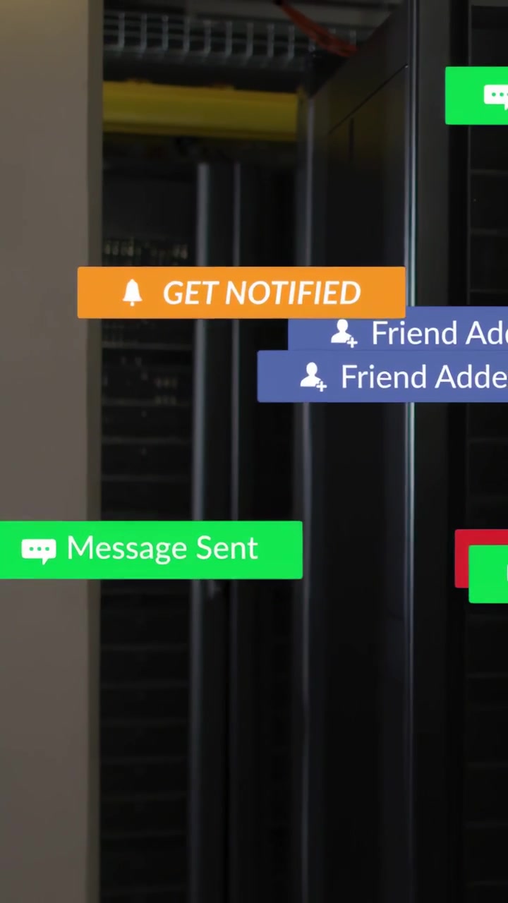 Vertical video: Column moving left as cursor taps sub label, badges animating to show engagement