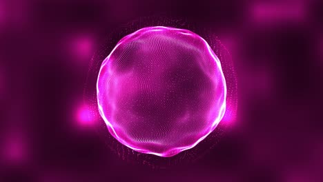 high tech field with glow particles on sphere. 3d animation background