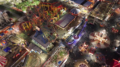 aerial view of coney island's luna park at night