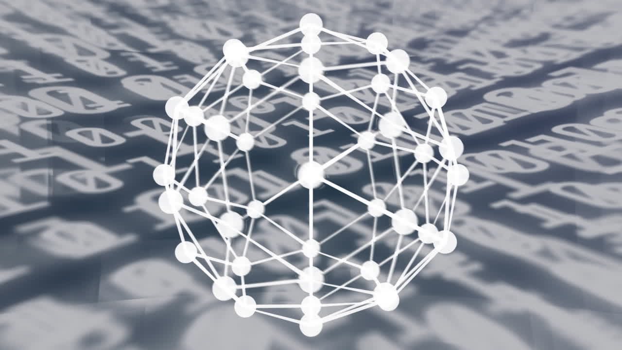 과학 데이터 처리에 대한 연결 웹과 아이콘의 애니메이션