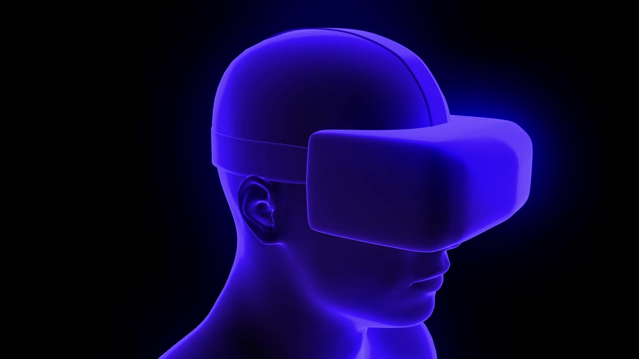 vr (virtual reality headset) hologramma futuristico animazione hmd game tech loop 4k