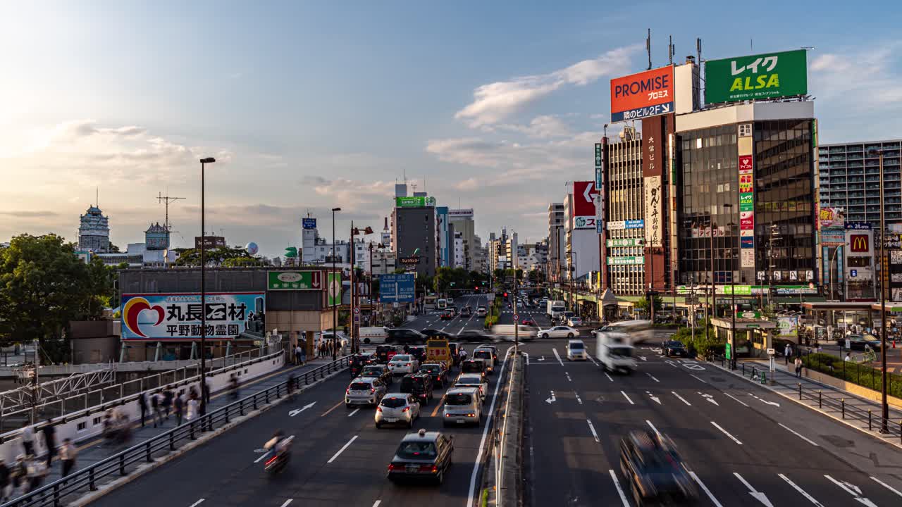 Timelapse of Osaka in beautiful Sunlight, Japan, Asia