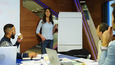 executives discussing on whiteboard in conference room 4k