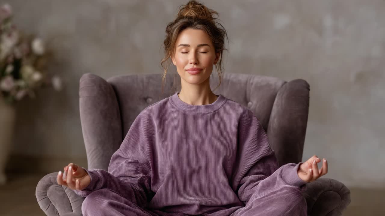 A Serene Moment of Mindfulness: Capturing Inner Peace and Reflection Through Meditation in a Calm and Inviting Space