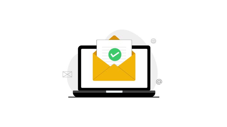 Laptop Displaying Email Confirmation with Checkmark Animation
