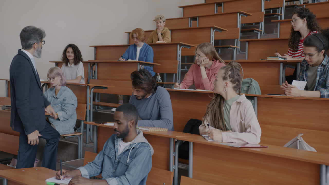Professor Lecturing in a Classroom