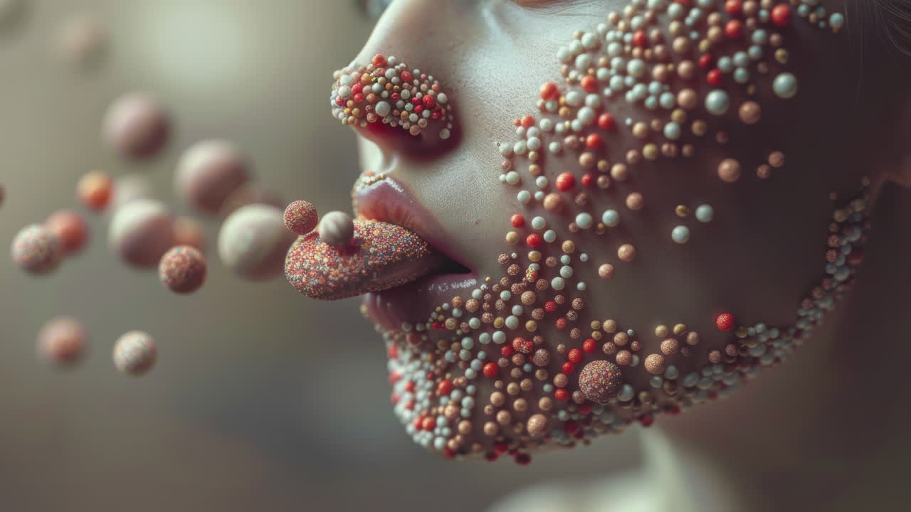 ai로 만든 메이크업으로 사탕과 사탕을 가진 여성 얼굴