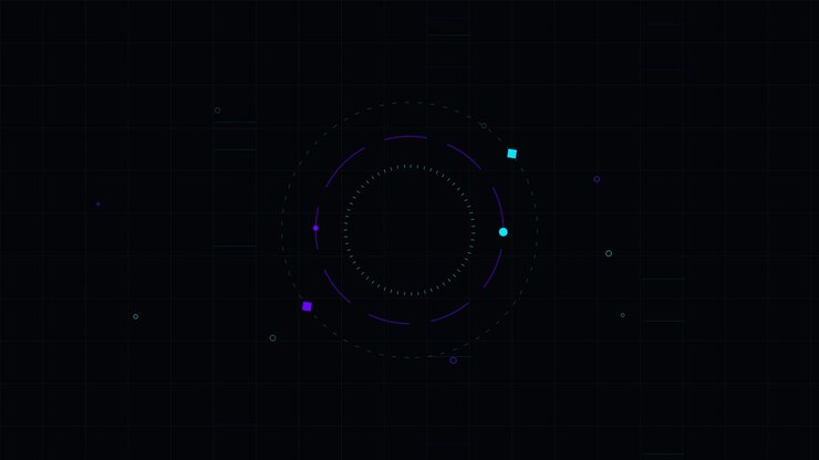 Abstract Digital HUD Interface with Rotating Geometric Elements