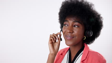 young woman with headset smiling