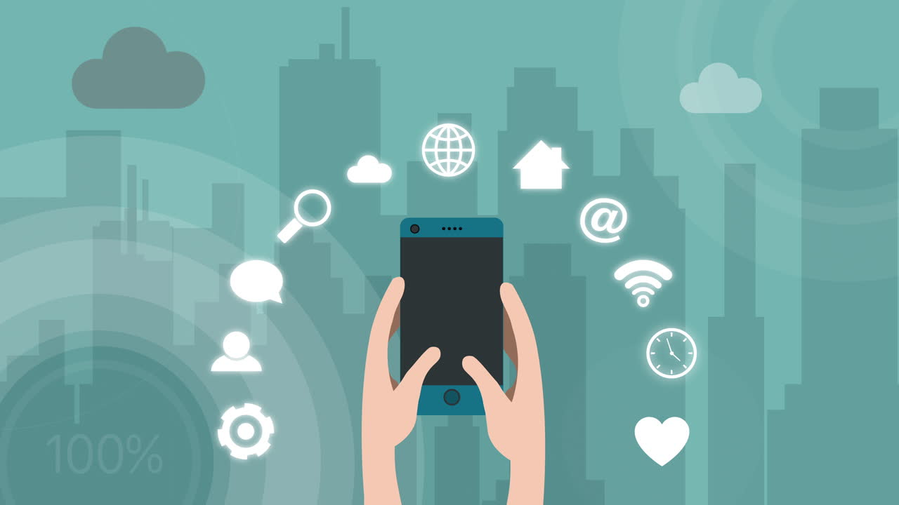 Smartphone con icone di app