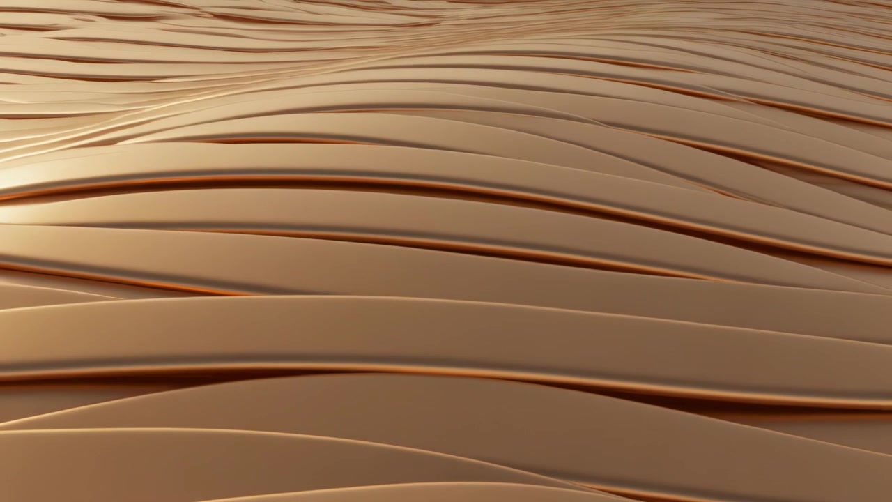 Playback starting, shifting warm amber ribbons forming slow waves across closeup showing seams