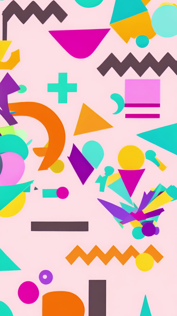 Abstract geometric shapes and patterns creating colorful and dynamic composition