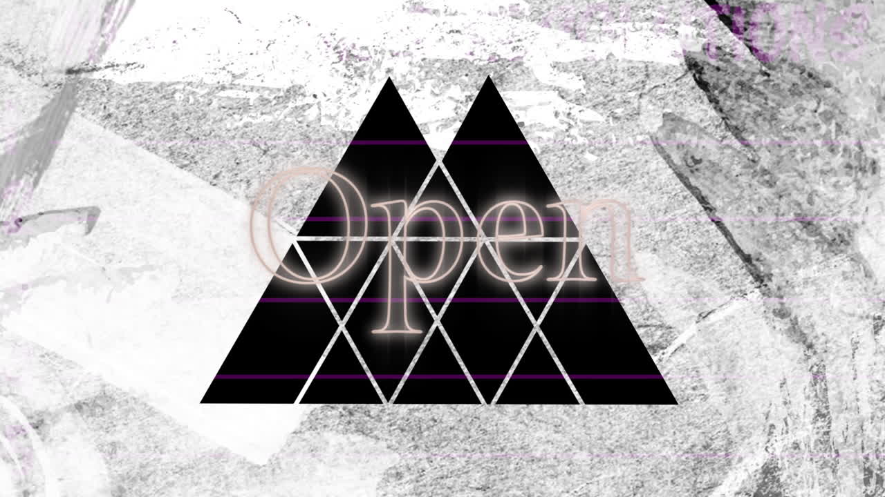 animación de texto abierto y recortes de triángulos en papel blanco sucio sobre la lista de resoluciones de año nuevo