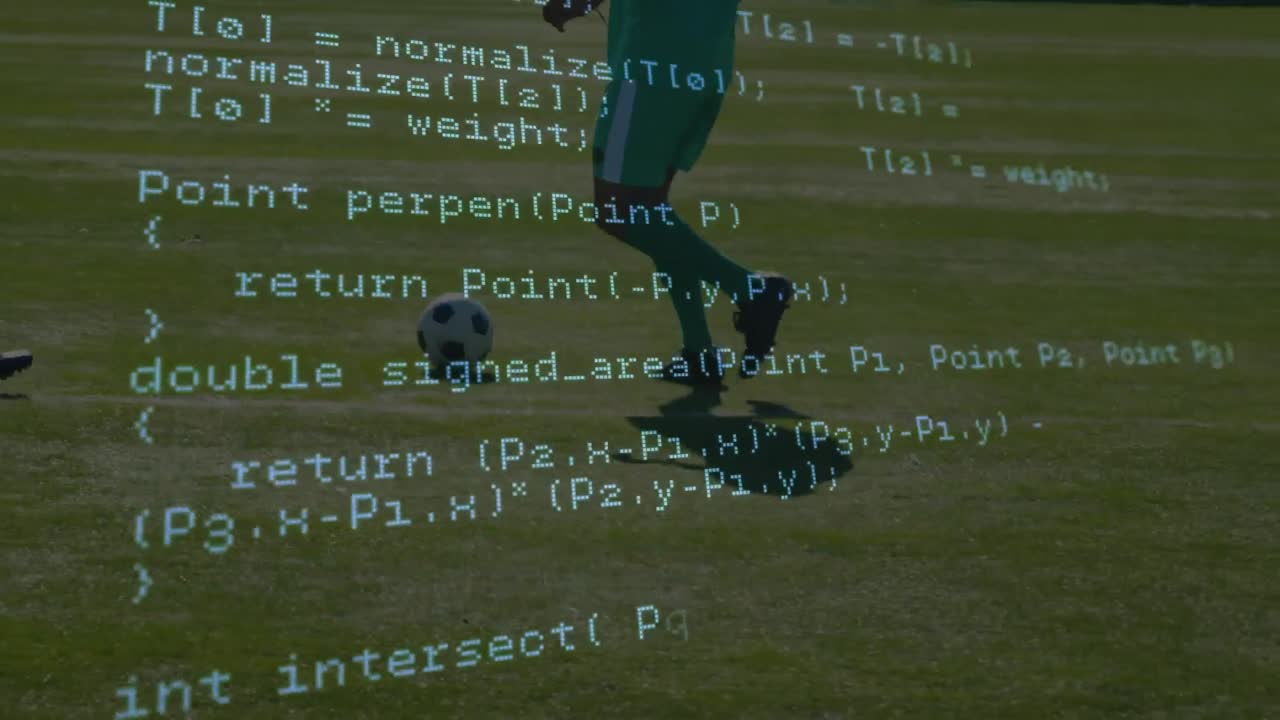 Animation of data processing over football players