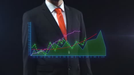 businessman presenting financial growth graph