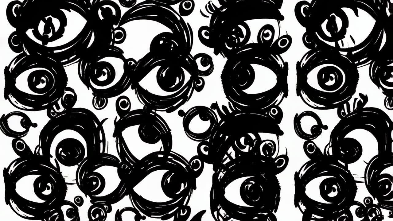 Abstract Black and White Hand-Drawn Eye Pattern
