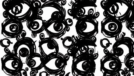 abstract black and white hand-drawn eye pattern