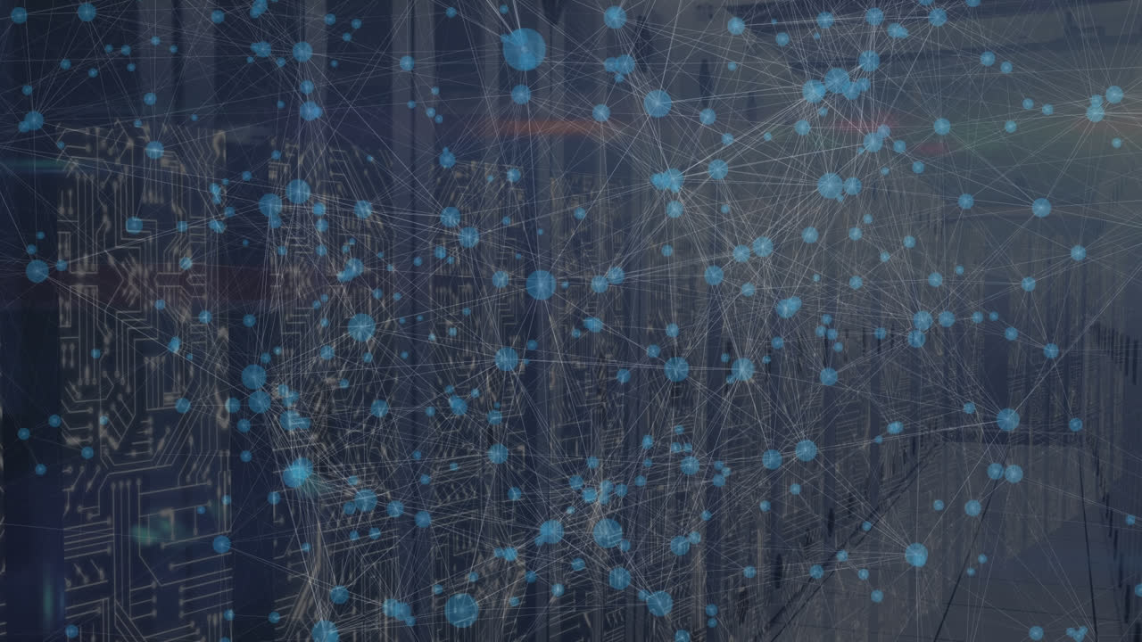 animación de la red de conexiones a través de la sala de servidores