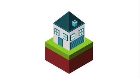 isometric terrain grass with house