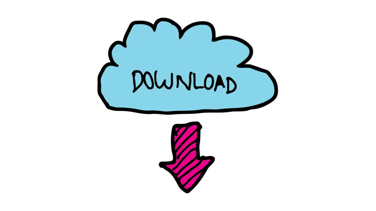 아이들은 다운로드 아이콘의 주제와 함께  바탕을 그립니다.