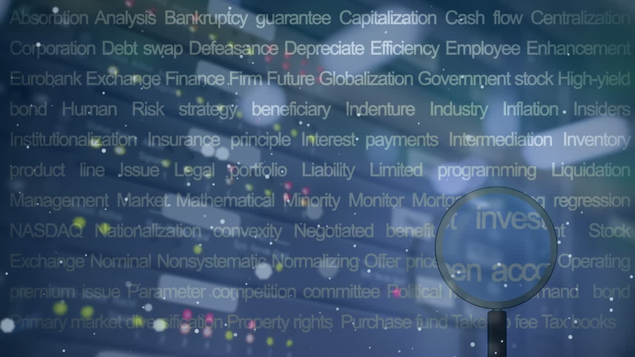 Animation of spots and text over server room