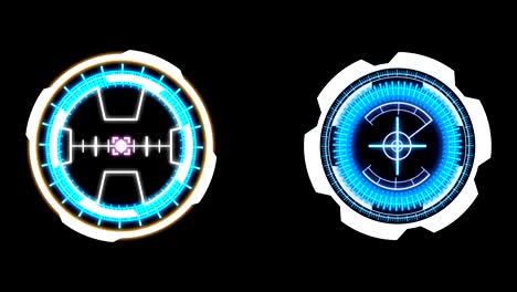 HUD Futuristic Spin Circles Shape Element Target Monitor User Communication Interface Concept.